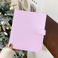 Detailed view of lavender PU leather binder cover with magnetic buckle and grid texture - 2.5 Ring Binder / Widen A5 Glitter (Purple-Green)