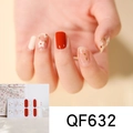 Detail von DIY Nagelaufklebern Set QF632 mit roten, weißen und Gänseblümchen-Mustern - Rot Weiß Gänseblümchen Goldfolie Stil (QF632)