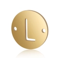 Polished gold stainless steel double-hole circular pendant with cutout letter L design - Letter L