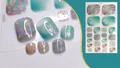 Autocollants ongles d'orteils pailletés imperméables avec motif pierre violette QYJ21-036 - QYJ21-036 (Dégradé Bleu-Vert/Géométrique Violet/Strass)