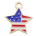 Star-shaped American flag pendant with gold metal edges and colorful enamel finish - Enamel Pentagram US Flag / 15x15mm