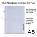 A5 size 6-ring binder refill sleeves 10 sheets with double horizontal pockets - A5 Binder Refill 10 Sheets 2-Grid Horizontal