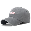 Faded grey washed cotton baseball cap with red embroidered Awesome lettering patch - Gray