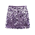 Sparkly purple sequin A-line mini skirt for women shown on a clean white background - XS / Purple