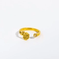Golden zodiac flower open ring with rose detail and zircon stone in polished finish - Adjustable Open / June/Rose
