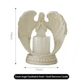 Beige resin praying angel candle holder with wings and LED candle, 16x14cm size - Beige - Small Angel Candlestick (With LED Candle)