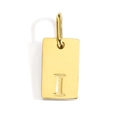 Detailed macro view of an 18k gold plated rectangular pendant featuring engraved letter I - Pendant I (Without Chain)