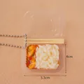 Miniature food keychain of beef with green peppers over rice in a bento box with chain - Big Prawn Rice