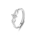 Adjustable S925 sterling silver angel wing ring with a square zircon and side stones - Adjustable Open / Men's Style