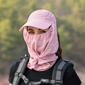 Cappello parasole rosa con maschera traspirante e protezione per collo esterno - Rosa