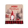 Christmas gnome chair cover in beige linen fabric with red black buffalo plaid trim - Chair Cover Style B (Dots)