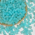 Bamboo-shaped sky blue glass tube beads with gold texture for DIY jewelry making - Blue (Brushed Jade 6x12mm)