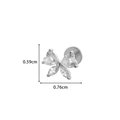 Silver F136 titanium butterfly stud with micro-set zircons and flat back screw - 3# Silver - Butterfly/Flower Shape