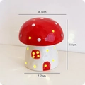 Creative red mushroom ceramic night light with white polka dots and window glow details - Red