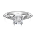 S925 zilveren ring met kussengeslepen middensteen en marquise-geslepen accentdiamanten - US 5 / Zilver-Vierkant