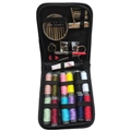 Portable black sewing kit including 18 thread spools, needles and essential tools - 65pcs Set