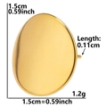 Detailed view of irregular 304 stainless steel gold stud earrings with dimensions and weight - Oval Arc Polished-Gold