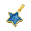 Close-up of blue glitter star pendant with gold frame for DIY jewelry making - Blue