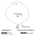 Silver stainless steel coin necklace, hypoallergenic waterproof jewelry 41+5cm chain - Silver Round Angel Relief Necklace (JDN20282-S)