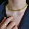Ensemble collier et bague en maille dorée vintage en acier inoxydable pour femme - Doré