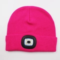 Hot pink knitted beanie with integrated LED light and Bluetooth for outdoor warmth - 4-LED Style / Rose Red