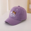 Detail of purple cotton baseball cap featuring a cute bear and Lucky heart embroidery - 48-52cm (2-6 Years) / Purple