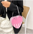 Borsa rosa a forma di cuore con sfumatura fluida e catena a sfere argentate - Rosa
