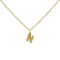 Golden necklace with a sparkling diamond-encrusted letter N pendant on a minimalist chain - Gold Letter N