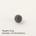 Round copper bead with black zircon inlay for DIY jewelry, 0.4cm diameter, 0.2g weight - 4MM Black Zirconia Gun Black Plated