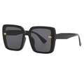 Oversized black square frame sunglasses with luxury gold M logo and dark grey lenses - One Size / Black Frame Grey Lens