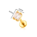 Classic gold titanium labret stud with square zircon setting, 0.27cm x 0.22cm dimensions - 7# Gold Square Single Gem Style