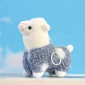Llavero de peluche de alpaca blanca con abrigo de felpa gris azulado y anilla - Aproximadamente 12cm / Azul