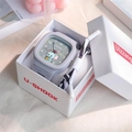 Orologio quadrato grigio per bambini con quadrante elefante in scatola regalo bianca - Grigio