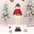 Christmas snowman doll in red sweater and plaid hat, 80cm telescopic holiday ornament - Red Plaid Snowman / Retractable Large / 80cm
