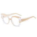 Irregular geometric oversized sunglasses in transparent champagne beige frame - Beige Frame Transparent Lens