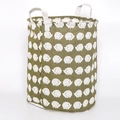 Army green laundry basket with white hedgehog print and thick white handles - Hedgehog