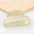 Elegant 8cm cream marble heart hair claw clip with rhinestones for a minimalist look - Smoky Cyan