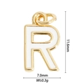 Golden letter R pendant with white enamel inlay for DIY necklaces and bracelets - Letter R