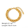 Bracciale bizantino spesso placcato oro 24K in acciaio inossidabile con moschettone - Bracciale Stile Bizantino (NB-B1019-G)