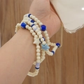Cordón de móvil con cuentas blancas, motivos de ojo azul y colgantes de estrella - ZSZC11-Estilo Capas Beige Azul