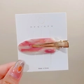 Pinza para el pelo de acetato jaspeado rosa y blanco con clip metálico dorado - 5# Púrpura Blanco