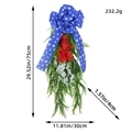 Patriotic USA Independence Day floral swag with red white flowers and star bow - Blue Bow Wall Swag