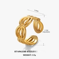 Anillo calado ajustable de acero inoxidable chapado en oro de 18K con banda de 0,9 cm - Estilo Redondo Hueco / Dorado