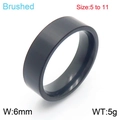 Anello in acciaio al titanio nero spazzolato da 6mm, finitura opaca, taglie US da 5 a 11 - US 5 / Nero Spazzolato