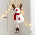 Ciondolo renna di Natale in peluche bianca con sciarpa rossa per decorazione albero - Alce
