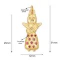 Golden boy charm pendant featuring 11 red zircon stones and 25mm height for DIY jewelry - Gold Figure Pendant A (M616165-Gold)