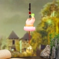 Pink lotus Buddha hand hanging ornament with golden bell and woven cord for car decor - 1223-4 Cabbage Hanging