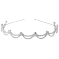 Silver bridal headband with wave patterns and clear rhinestones for weddings - Wave Shape Rhinestones - Silver