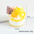 Realistic mango dessert model with cream and fruit detail, 8cm height mini cake prop - Lemon Yellow