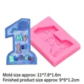 Pink silicone number 1 mold with blue My 1st Birthday cake topper sample for DIY crafts - 1st Birthday Wish Style (17-385) / Pink